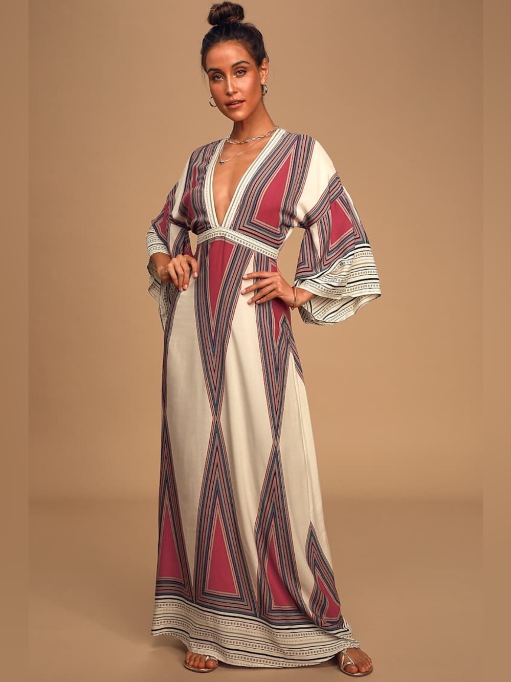 Lulus Montecito Cream Print Maxi Dress
